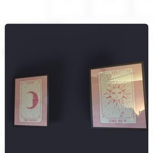 The Sun & The Moon Tarot Art Prints - Pink and Cream
